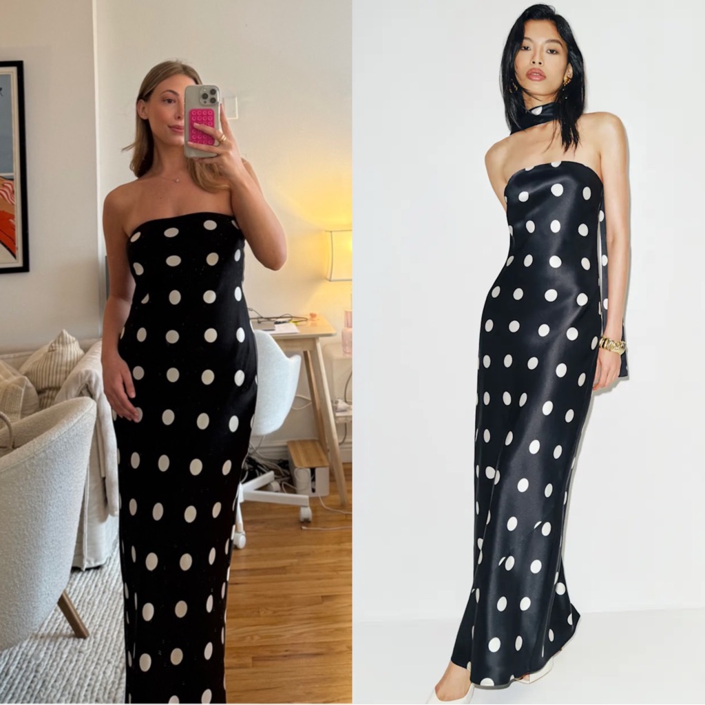 Reformation Oren Silk Dress In Moon Dot